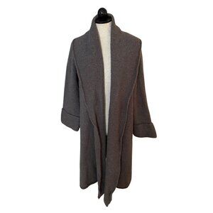 Soft Surroundings Womens Size 1X Gray Wool Blend Shawl Collar Long Duster